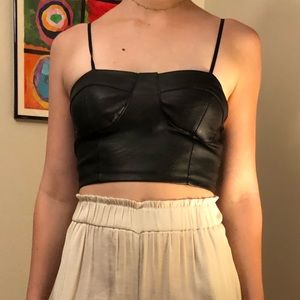 Boohoo/Prague Pleather Fitted Crop Top